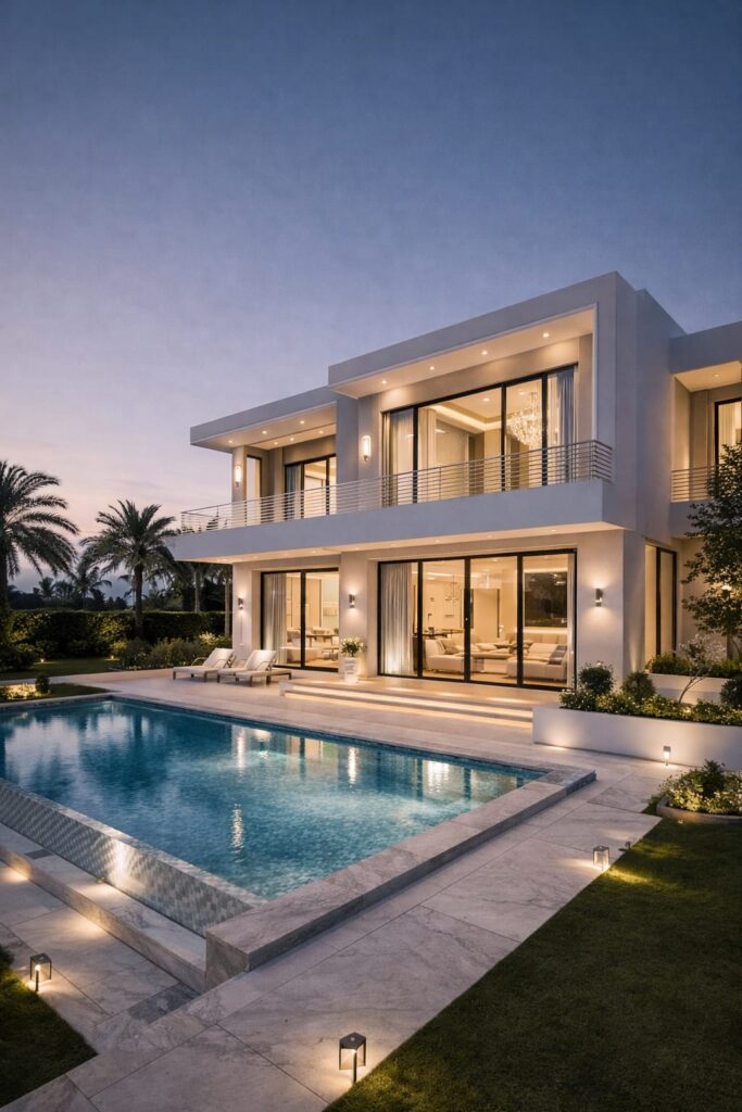 Luxury villa exterior after renovation in Dubai