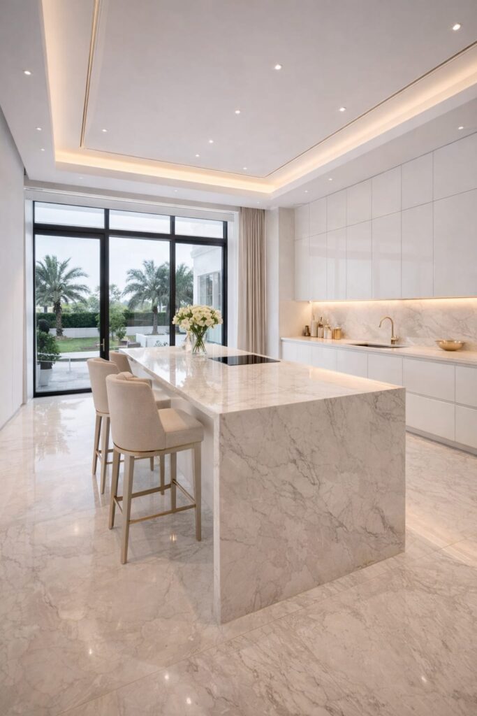 Modern luxury kitchen in Dubai villa renovation
