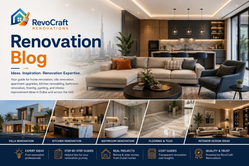 RevoCraft Renovations blog page featuring luxury home renovation and modern interior design in Dubai UAE